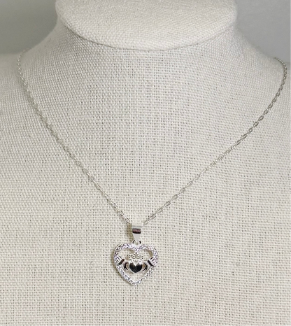 Irish Claddagh Necklace (925 Sterling Silver)