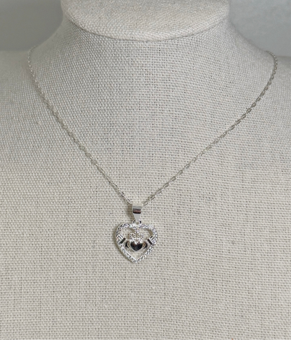 Irish Claddagh Necklace (925 Sterling Silver)