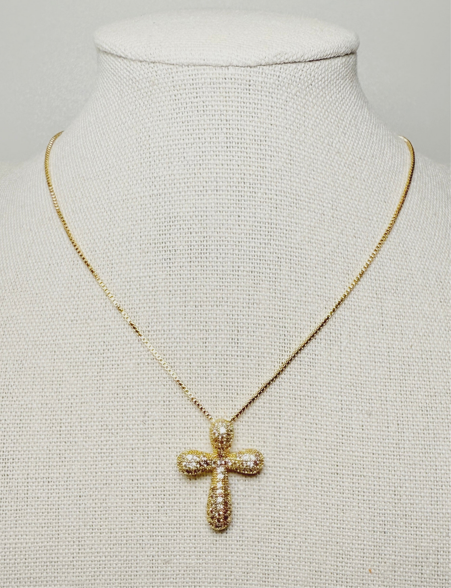 Bubble Cross Gold Necklace (Adjustable length)