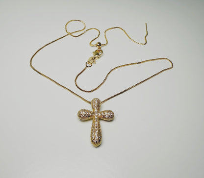 Bubble Cross Gold Necklace (Adjustable length)