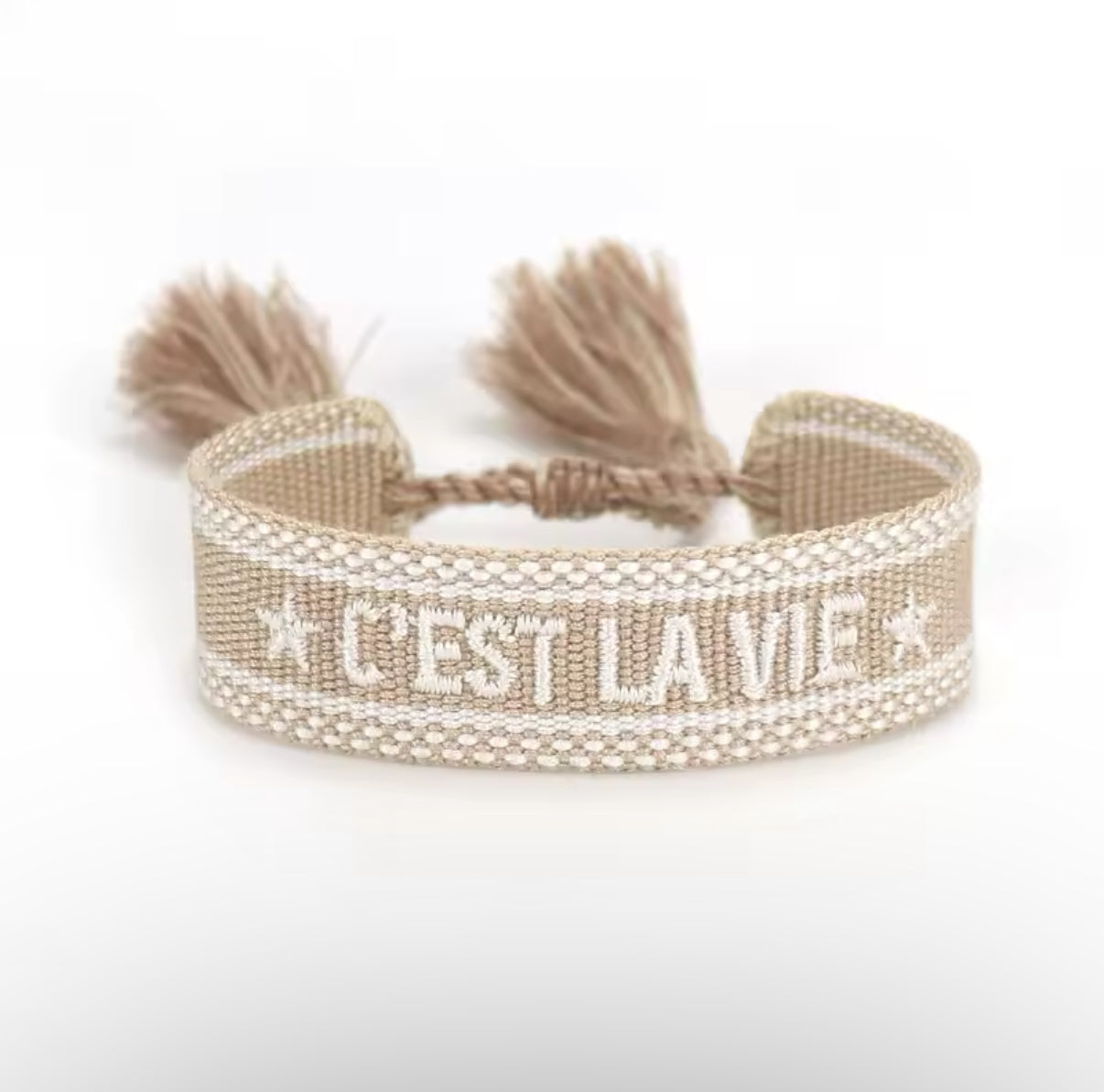 Brandy/White Woven Bracelet